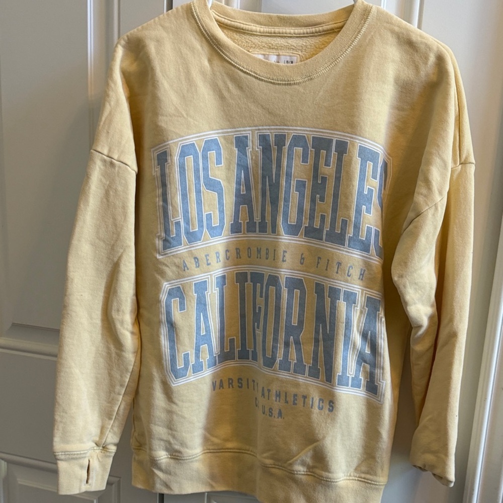 Abercrombie & Fitch 14/16 Pale Yellow Los Angeles California Crewneck Sweatshirt